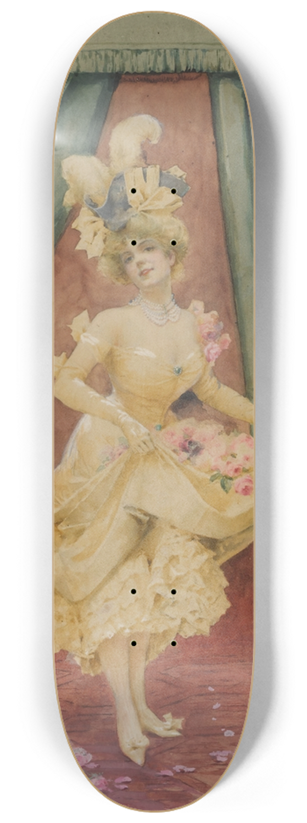 French School - Woman with roses 8.25 inch art skate deck