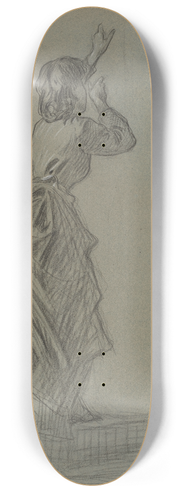 French School - Young Woman Climbing a Step 8.25 inch art skate deck