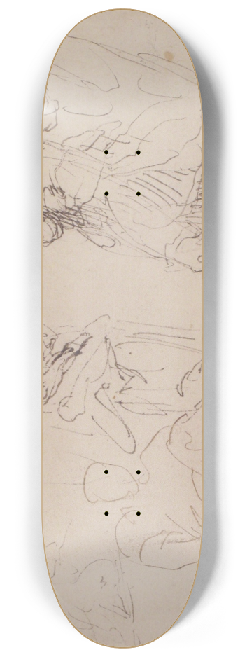 Francesco Curia - Standing and Seated Figures 8.25 inch art skate deck