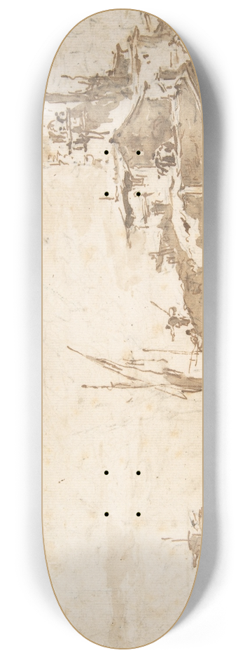 Francesco Guardi - Lagoon Capriccio with a Tower 8.25 inch art skate deck