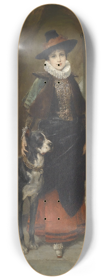 Friedrich August von Kaulbach - Bildnis einer Dame im historisierenden Kostm mit Dogge 8.25 inch art skate deck