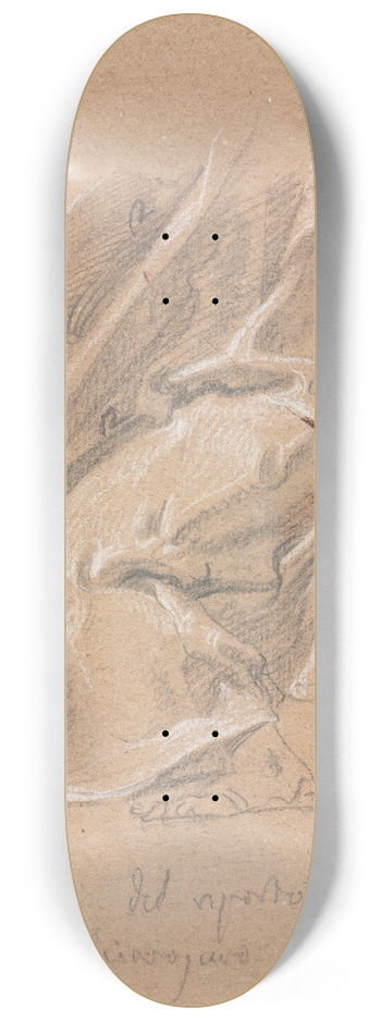Francesco Lorenzi - Drapery study with foot and inscription 8.25 inch art skate deck