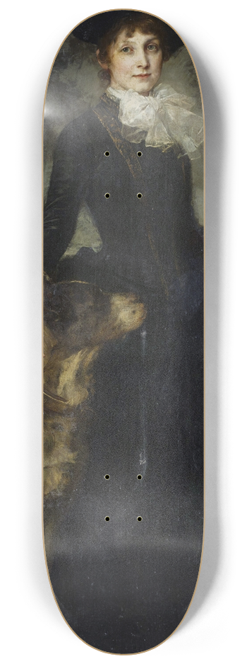 Friedrich August von Kaulbach - Mina Kaulbach with Great Dane 8.25 inch art skate deck