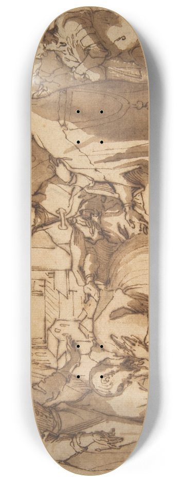 Francesco Vanni - Cardinal Paolo Sfondrato Kneeling Before Saint Cecilia, Accompanied by other Saints 8.25 inch art skate deck