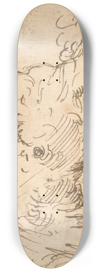 Francisco Herrera The Elder - Study of a Seated Nude, Bearded Man in Half-Length 8.25 inch art skate deck