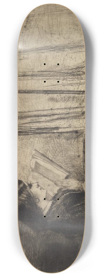 Francis Seymour Haden - A Lady Reading 8.25 inch art skate deck