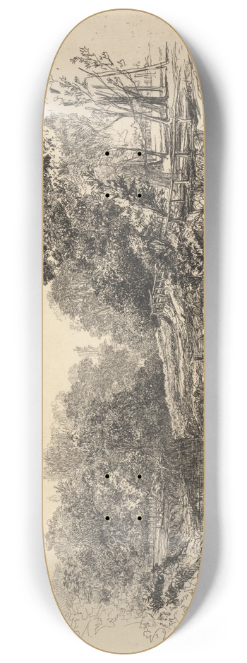 Francis Seymour Haden - A River in Ireland 8.25 inch art skate deck