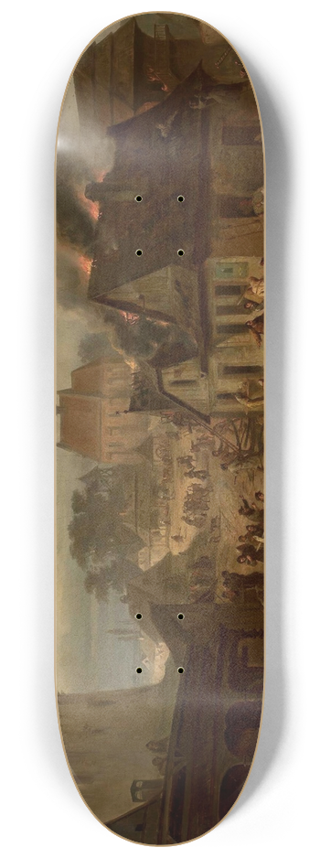 Franciszek Kostrzewski - Town on fire 8.25 inch art skate deck