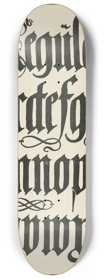 Frank Chouteau Brown - German Blackletters From a Brass 8.25 inch art skate deck