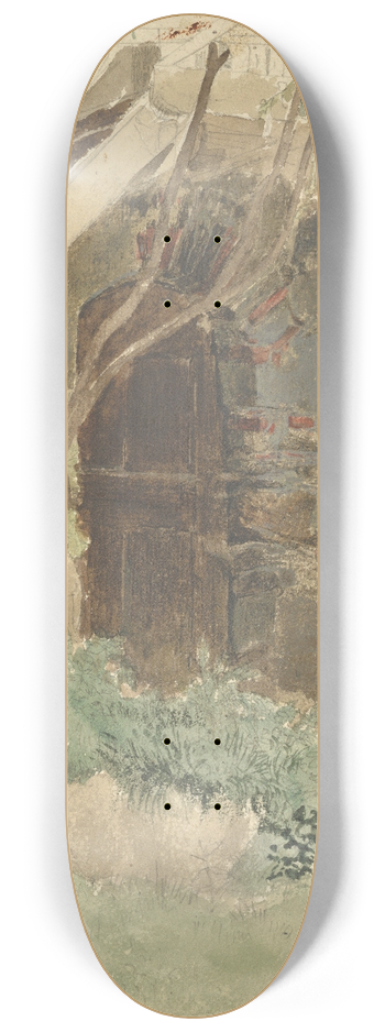 Friedrich Eduard Meyerheim - A Wooden Door of a Farm Building near Merano 8.25 inch art skate deck