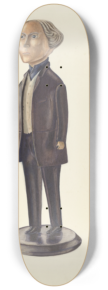 Frank McEntee - Carved Figure (Possibly a Tailors Shop Sign) 8.25 inch art skate deck