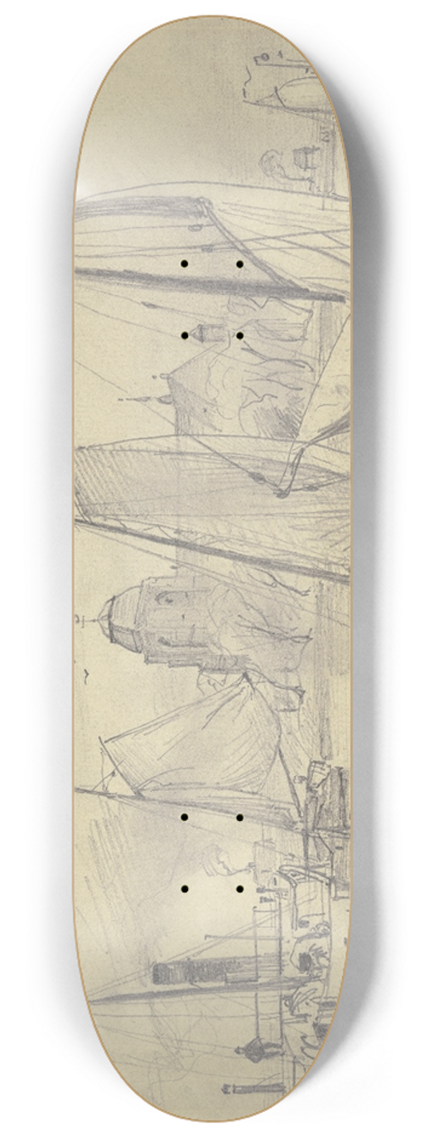 Friedrich Ernst Morgenstern - In the port of Veere 8.25 inch art skate deck