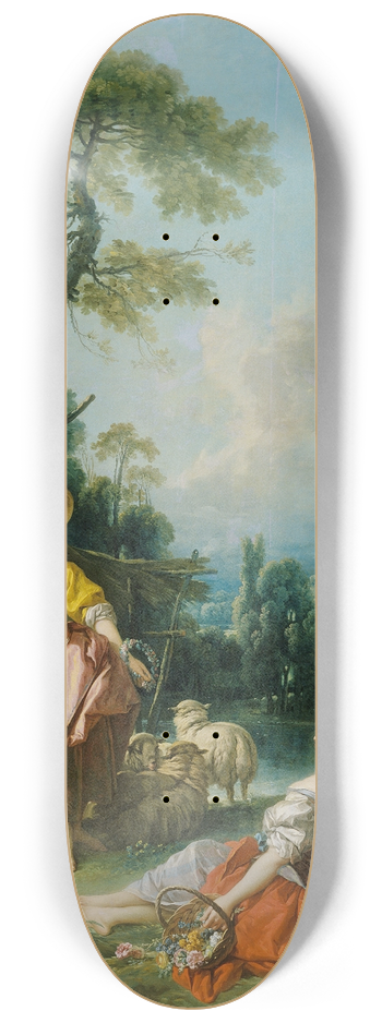 Franois Boucher - Pastoral with a Bagpipe Player 8.25 inch art skate deck