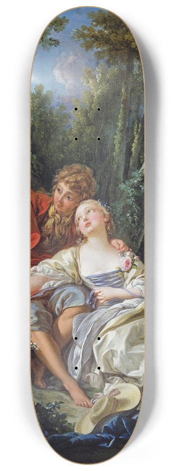 Franois Boucher - Shepherd and Shepherdess Reposing 8.25 inch art skate deck