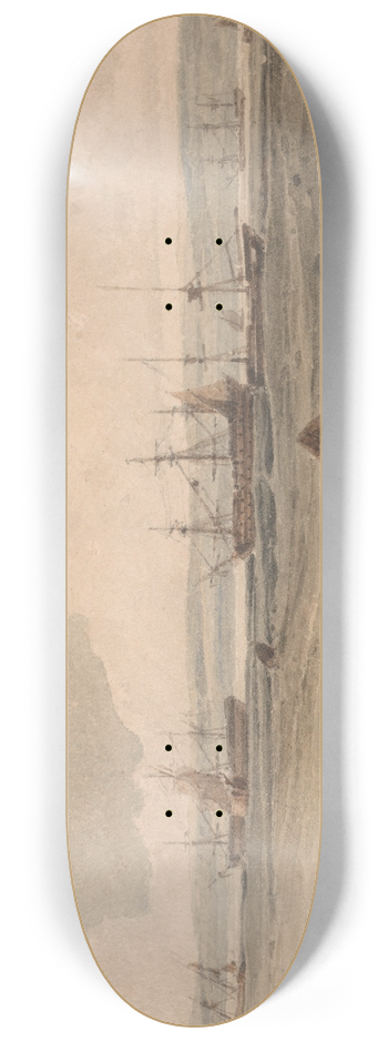 Franois Louis Thomas Francia - View of Sheerness 8.25 inch art skate deck