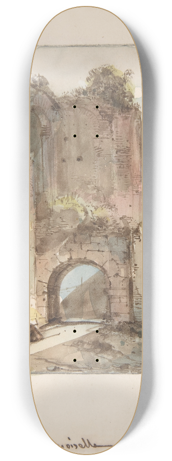Franois-Marius Granet - Monk Seated Before a Ruined Gateway 8.25 inch art skate deck