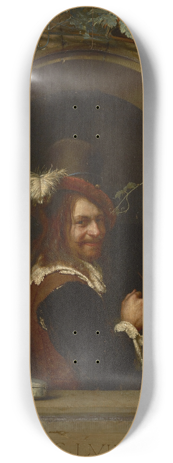 Frans van Mieris the Elder - Man with Pipe at the Window 8.25 inch art skate deck