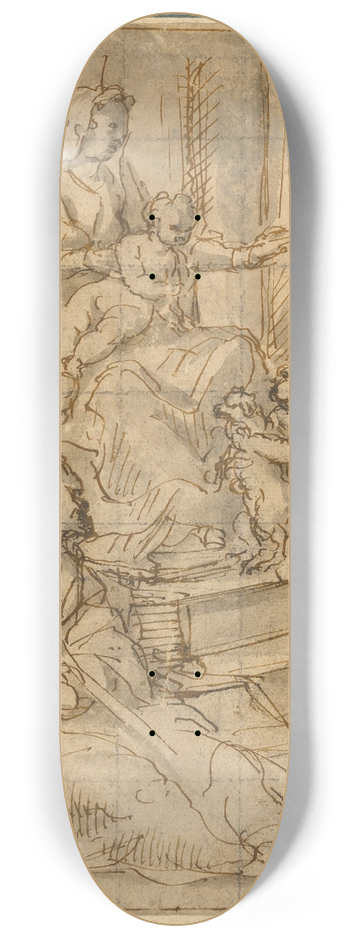 Alessandro Albini - Holy Family with the Infant Saint John the Baptist and Two Male Saints 8.25 inch art skate deck