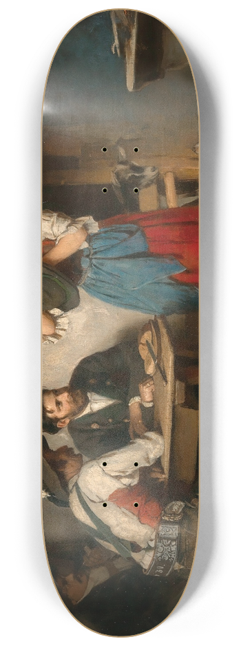 Franz von Defregger - Decorating a Hat (Im Hoangart) 8.25 inch art skate deck