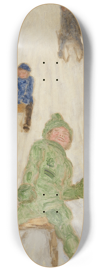 Franz von Stuck - Schlittenfahrt ; Rodelnde Kinder 8.25 inch art skate deck
