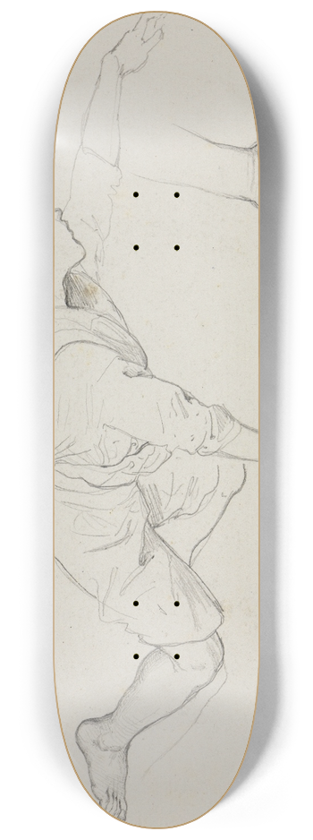 Friedrich Mosbrugger  - Studie eines knienden Knaben, nach rechts gewendet und eine Handstudie 8.25 inch art skate deck
