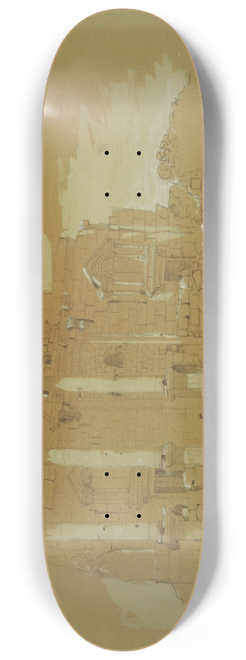 Frederic Edwin Church - Temple at Mismiyeh, Syria 8.25 inch art skate deck