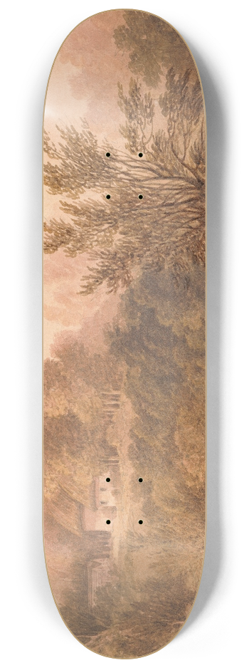 Frederick Calvert - A Lane with Figures  Isle of Wight 8.25 inch art skate deck