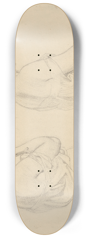 Friedrich Preller the Elder - Two Female Figures in Half-length and a Study of a Hand 8.25 inch art skate deck