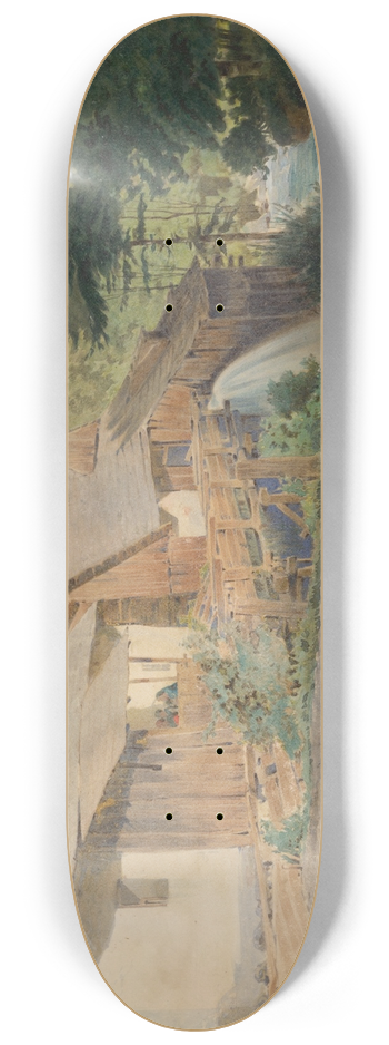 Friedrich Carl von Scheidlin - Mill on the Edge of the Forest 8.25 inch art skate deck