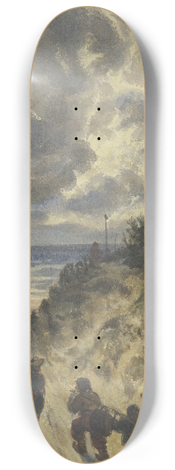 Friedrich Karl Hausmann - Hohlweg am Seestrand mit vier Mnnern, 1852 8.25 inch art skate deck