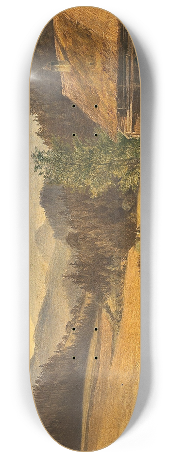 Friedrich Loos - Summer landscape in the mountains 8.25 inch art skate deck