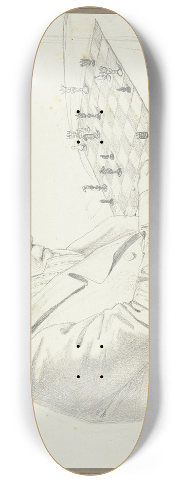 Friedrich Mosbrugger  - Man at the chess board 8.25 inch art skate deck