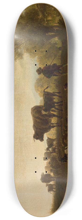Friedrich Voltz - Shepherd with cattle 8.25 inch art skate deck