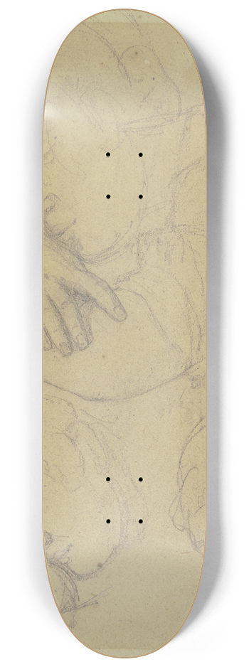 Friedrich Wasmann - Studienblatt mit einem ber verschrnkten Armen schlafendem Mdchen 8.25 inch art skate deck