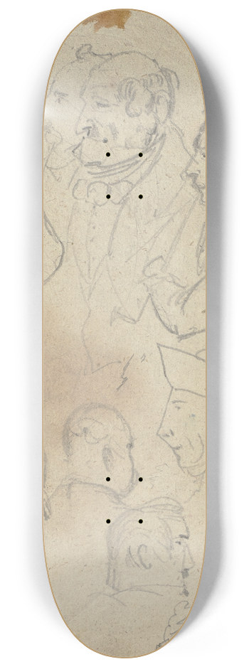 Fritz Bamberger - Study sheet; Heads 8.25 inch art skate deck
