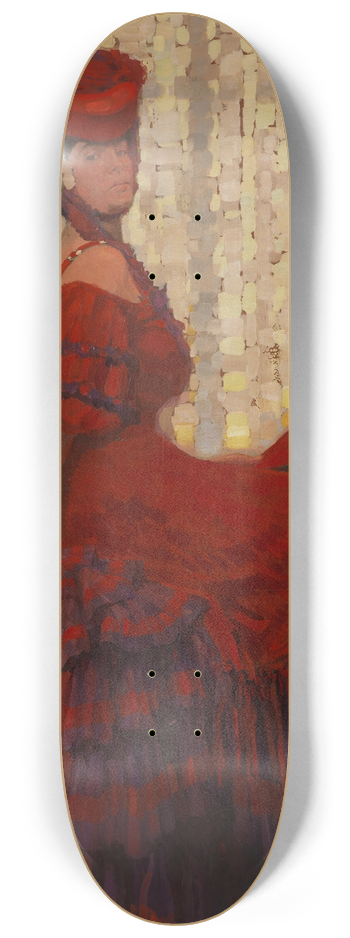 Fritz Erler - Domino (Dame in Rot) 8.25 inch art skate deck