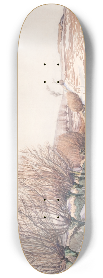 Fritz Syberg - Landskab med piletrer og pljemark i sne 8.25 inch art skate deck