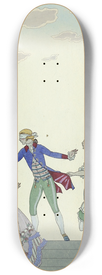 George Barbier - Falbalas et fanfreluches, Colin-Maillard 8.25 inch art skate deck