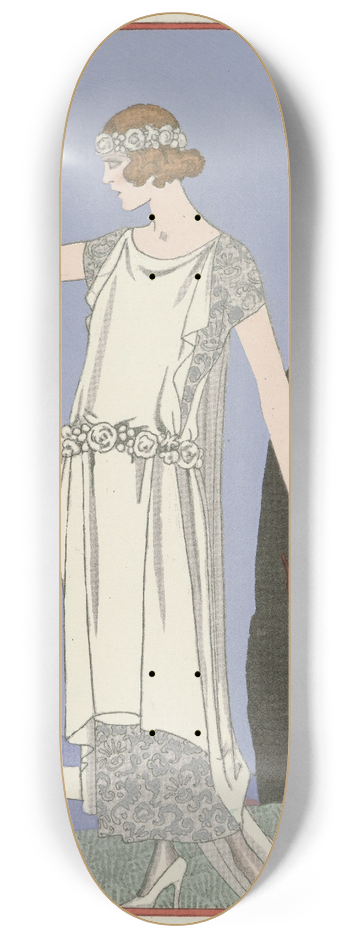 George Barbier - Psych ; Robe du soir, de Worth 8.25 inch art skate deck