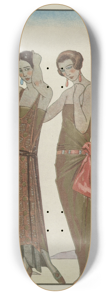 George Barbier - Vesper; Robes du soir, de Worth 8.25 inch art skate deck