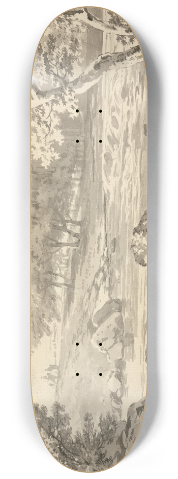 George Barret - River with Angler 8.25 inch art skate deck