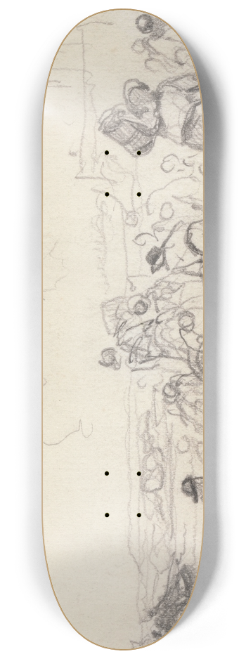 George Bryant Campion - Boats Loading in a River 8.25 inch art skate deck