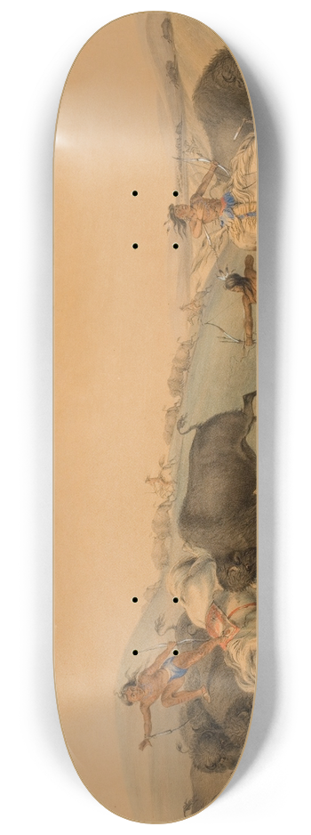 George Catlin - Buffalo Hunt, Chase 8.25 inch art skate deck