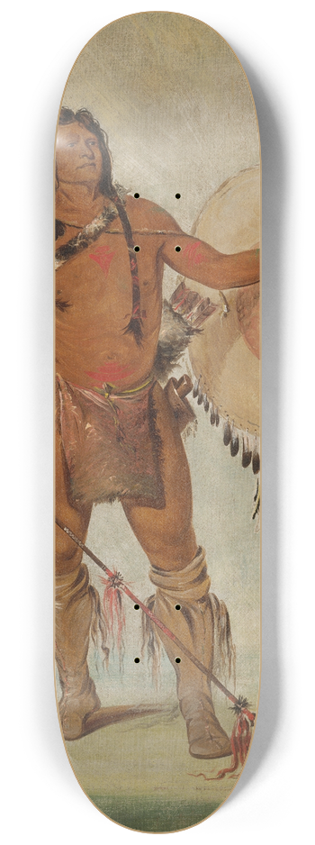 George Catlin - His-Oo-Sn-Chees, Little Spaniard, a Warrior 8.25 inch art skate deck