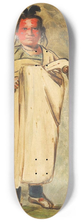 George Catlin - Kw-Kaw-Ne-Cho-A, a Brave 8.25 inch art skate deck