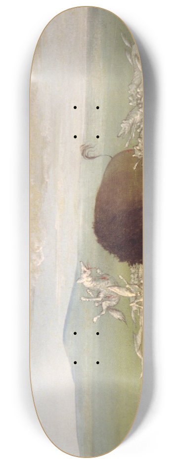 George Catlin - White Wolves Attacking a Buffalo Bull 8.25 inch art skate deck