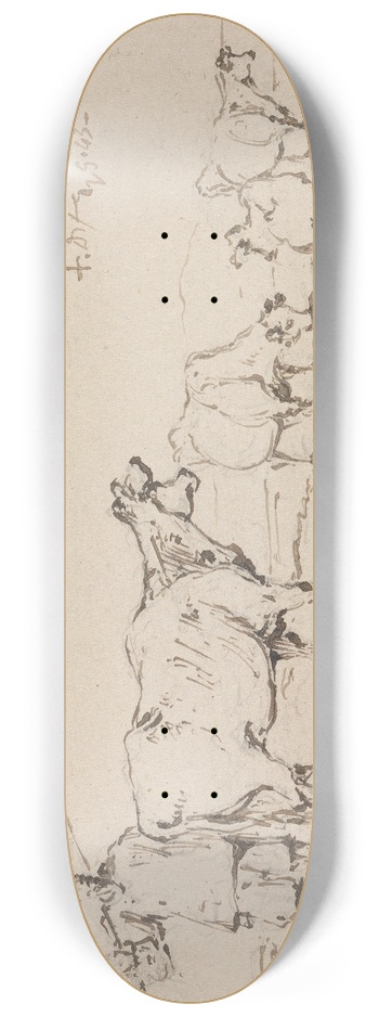 George Chinnery - A Peasant with Cattle 8.25 inch art skate deck