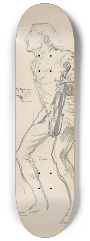 George Du Maurier - Gecko; study from life 8.25 inch art skate deck