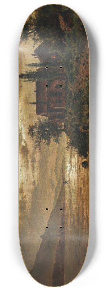Fritz Chwala - A Lake Landscape in the Moonlight 8.25 inch art skate deck