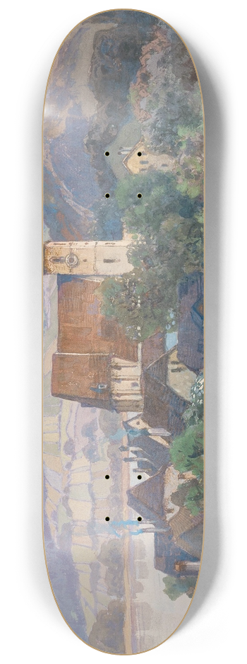 Fritz Lach - A view of Spitz in the Wachau valley 8.25 inch art skate deck